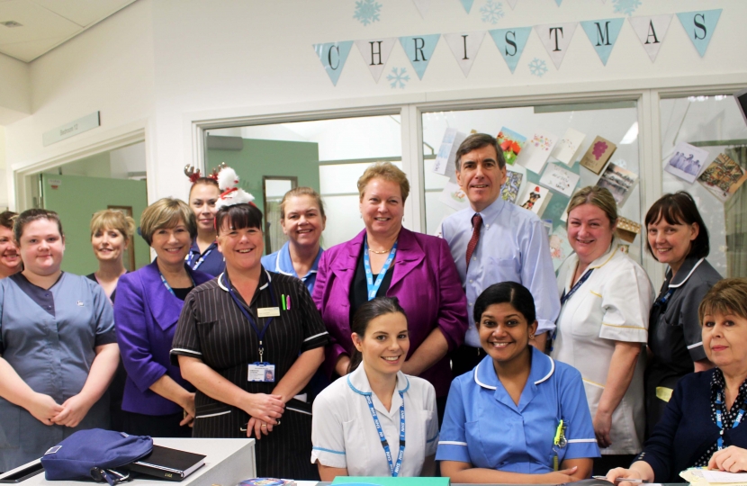 David Rutley MP with staff from Macclesfield Hospital