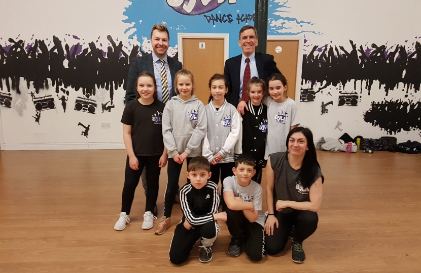 DR with Cllr Adam Schofield and Amy Mayers and Sykl Dance Academy Pupils
