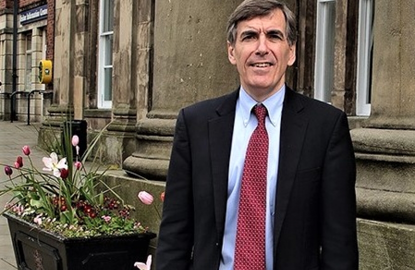 David Rutley MP outside Macclesfield Town Hall in June 2017