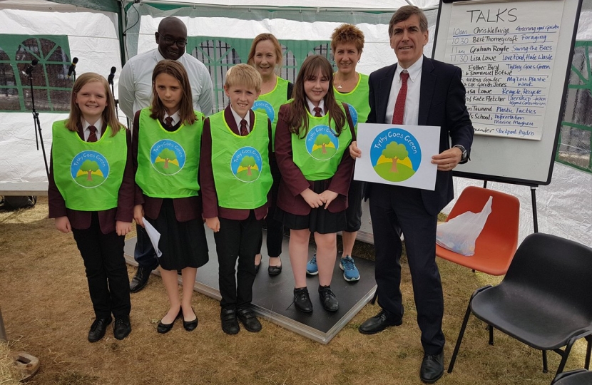 DR with Manny Botwe, and members of Tytherington High School’s ‘Tythy Goes Green’ group.