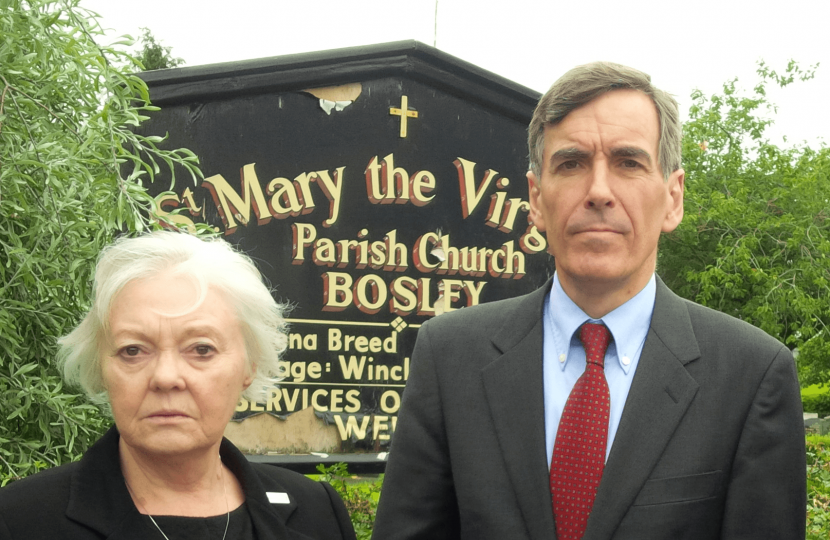 David Rutley MP with Cllr Lesley Smetham, Mayor of Cheshire East, at an earlier Bosley memorial service