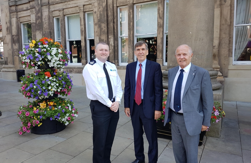 David Rutley MP with Cheshire Chief Fire Officer, Mark Cashin, and the Chair of Cheshire Fire Authority, Councillor Bob Rudd
