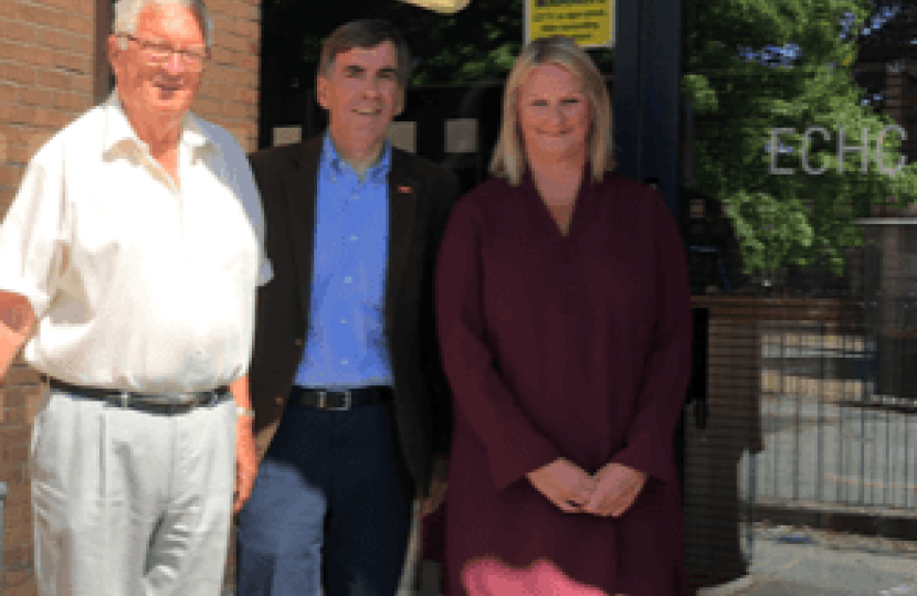 David Rutley MP with Jim Bissett, Chairman of East Cheshire Housing Consortium, and Brenda Wright, the organisation’s Chief Executive.