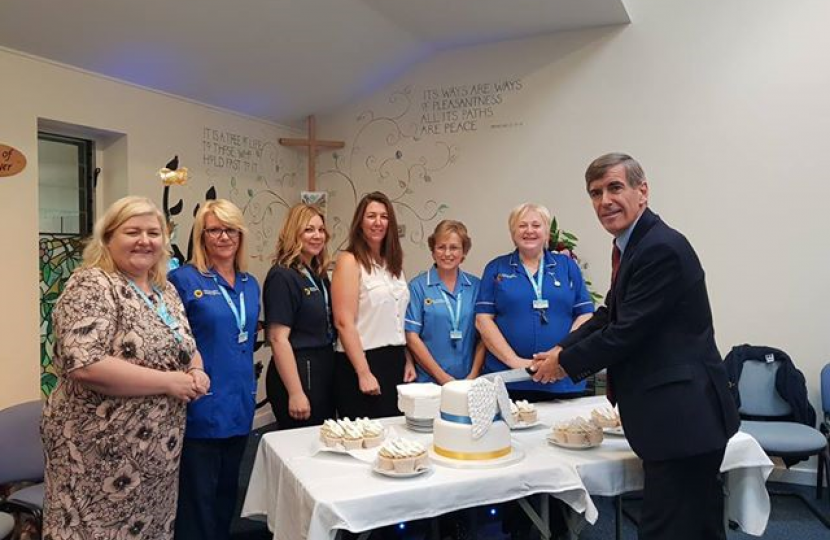 David Rutley MP with staff and carers at East Cheshire Hospice