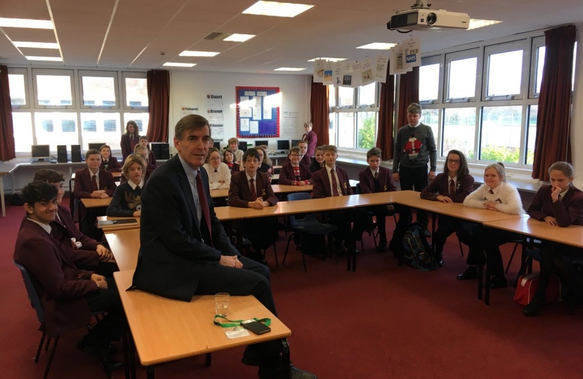David Rutley MP with students from Tytherington High School