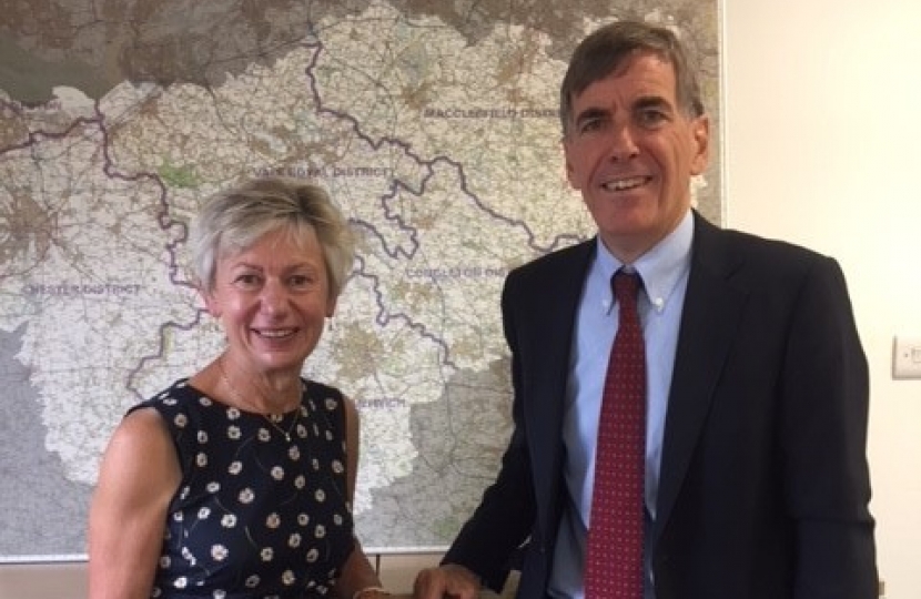 David Rutley MP with Cllr Rachel Bailey, Leader of Cheshire East Council