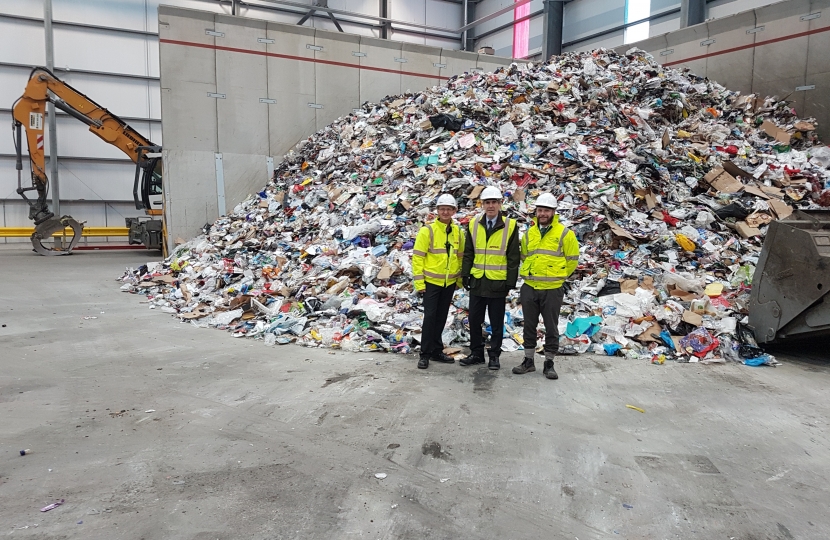 David Rutley MP with Mr Charlie Griffies, Business Manager Parks & Grounds at Ansa, and Mr Ralph Kemp, Corporate Manager Commissioning - Waste and Environmental Services at Cheshire East Council