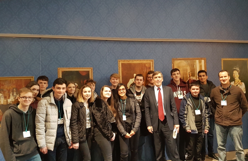 David Rutley MP with students from Fallibroome Academy, from their visit to Parliament last month.
