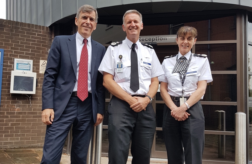 David Rutley MP with Chief Constable Martland and Deputy Chief Constable Cooke