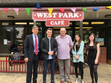 David Rutley MP with staff from West Park Cafe