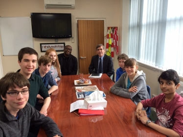 DR with Headteacher Manny Botwe and Tytherington School's Student Parliament