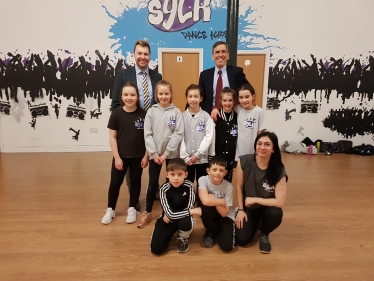 DR with Cllr Adam Schofield and Amy Mayers and Sykl Dance Academy Pupils