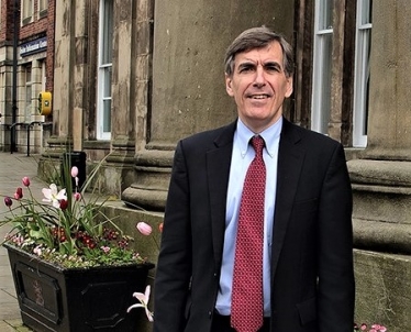 David Rutley MP outside Macclesfield Town Hall in June 2017