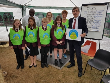 DR with Manny Botwe, and members of Tytherington High School’s ‘Tythy Goes Green’ group.