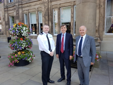 David Rutley MP with Cheshire Chief Fire Officer, Mark Cashin, and the Chair of Cheshire Fire Authority, Councillor Bob Rudd