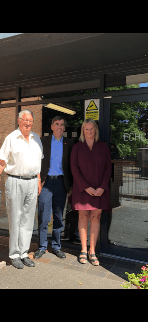 David Rutley MP with Jim Bissett, Chairman of East Cheshire Housing Consortium, and Brenda Wright, the organisation’s Chief Executive.