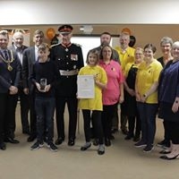 David Rutley MP with, among others, Mayor of Macclesfield Cllr Adam Schofield, the Lord Lieutenant of Cheshire, Sir David Briggs KBE, and Chief Executive of Space4Autism Cheryl Simpson, as well as the charity’s volunteers and service users
