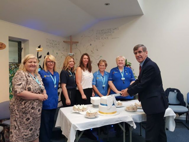 David Rutley MP with staff and carers at East Cheshire Hospice
