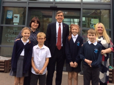 David Rutley MP with pupils and staff at Vernon Primary School