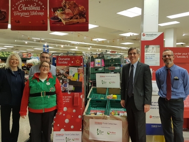 DR with staff at Tesco in Macclesfield