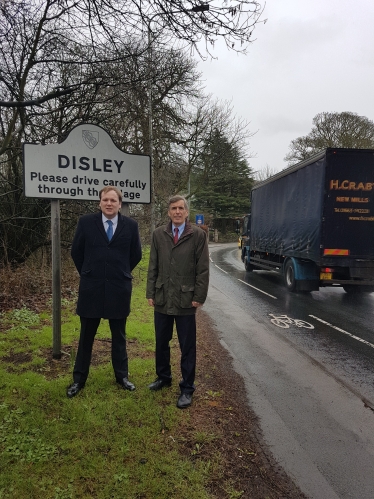 David Rutley MP with Will Wragg MP, outside Disley village