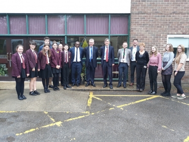 David Rutley MP with staff and pupils at Tytherington High School