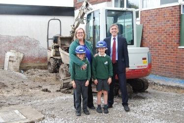 David Rutley MP with Mrs Gill and pupils