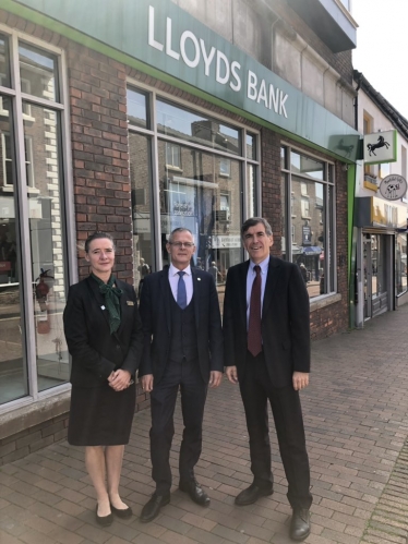 David Rutley MP with Senior Bank Manager, Phil Marr, and Macclesfield Branch Manager, Barbara Newman