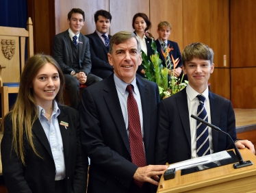 David Rutley MP with King’s School students Susie Austin, who wants to read Politics at university and Edward Johnson, who hopes to go on and study Computer Science
