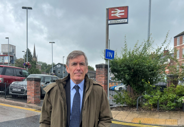 David Rutley MP at Macclesfield Station